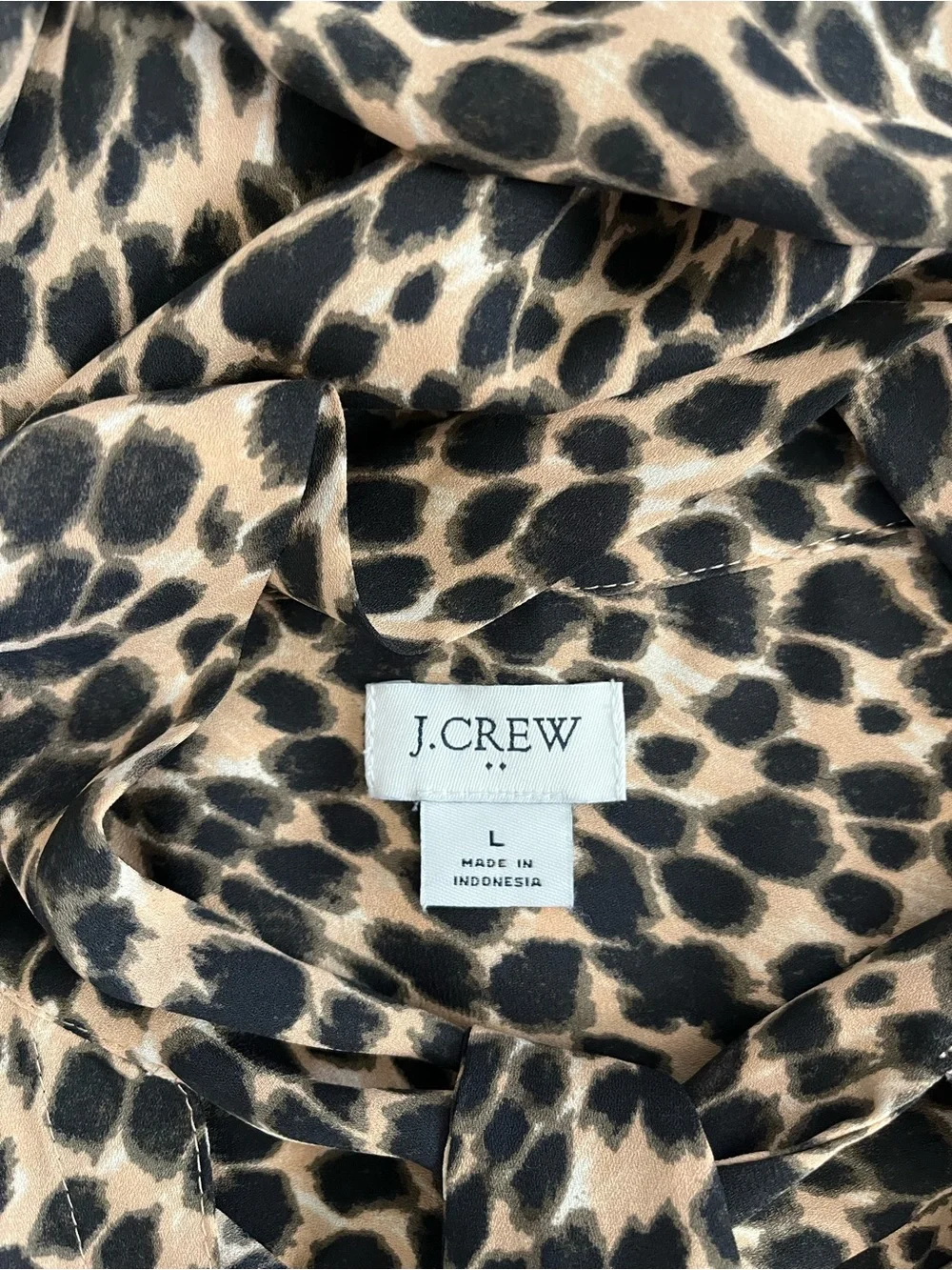 J. Crew Animal Print Long Sleeve Button Down Blouse with a Tie